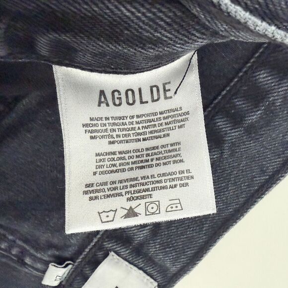 AGOLDE Criss Cross Jeans Womens 26 Black Washed Upsized Organic Cotton Straight - Picture 8 of 12